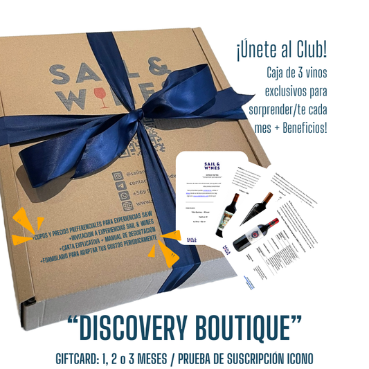 "Discovery boutique" : Selección de 3 Vinos boutique por 1, 2 o 3 meses. (Gift Card)