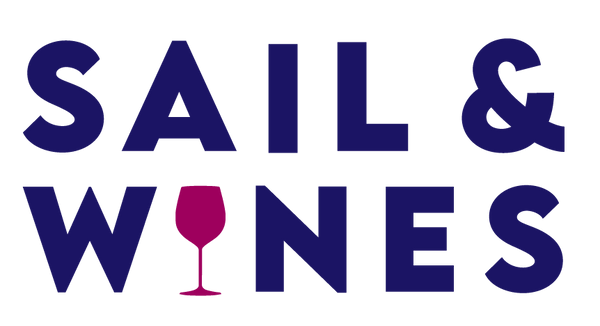 Logo de empresa Sail & Wines, que implica experiencias en torno a la navegación a vela y selección de vinos de producción limitada